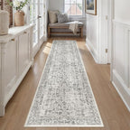 Black Runner Rug 3x14 Hallway Machine Washable Kitchen Vintage Distressed Non - Image 5