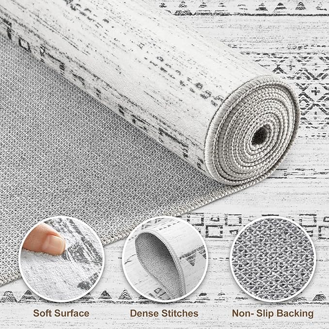 Nakagishi Area Rug Living Room Rugs: 3x5 Soft Machine Washable Boho Neutral - Image 3