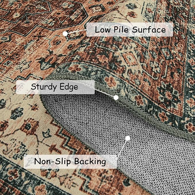 Moynesa Ultra-Thin Washable Vintage Area Rug - Image 4