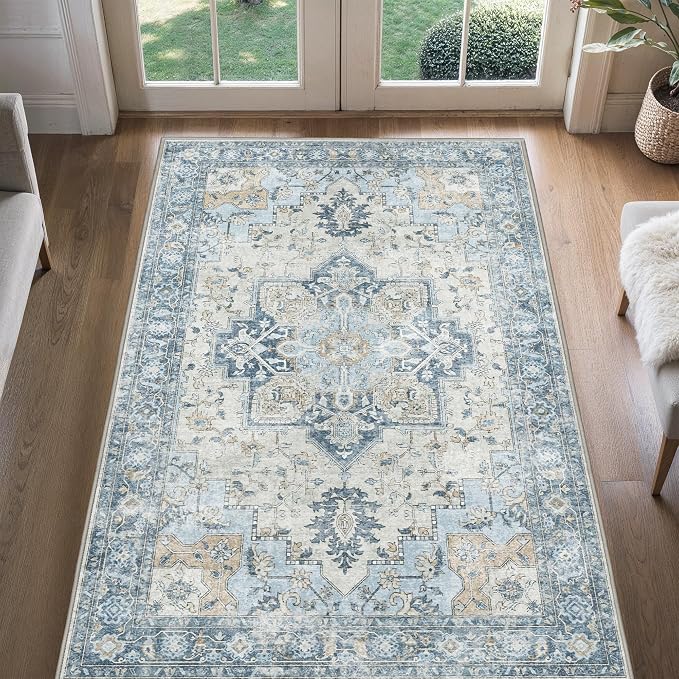 4x6 Area Rugs for Living Room, Machine Washable Rug, Non Slip Vintage Rugs - Image 3