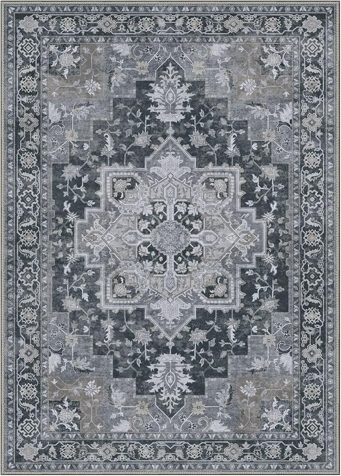 GENIMO 9x12 Area Rugs for Living Room, Machine Washable Non Slip Vintage Rugs - Image 7