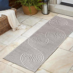 JONATHAN Y Hallie High-Low Curve Gray/Ivory Indoor/Outdoor Runner Rug, - Image 3