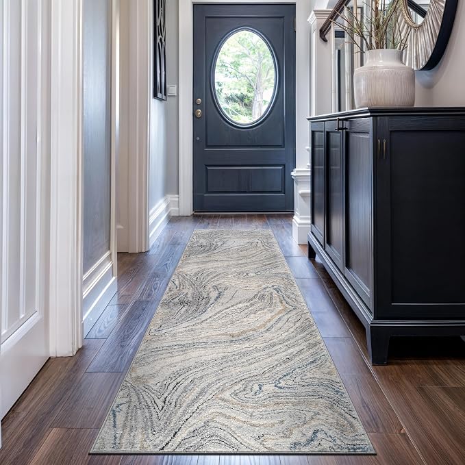 Rugshop Marble Swirl Distressed Gray Area Rug Modern Indoor Rug - Image 6