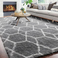 ONASAR Large Area Rugs for Living Room, 7x10 Grey and White Rug, Moroccan Thick by ONASAR