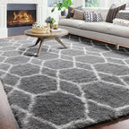 ONASAR 8x10 Area Rugs for Living Room, Fluffy Grey and White Bedroom Rug - Image 4