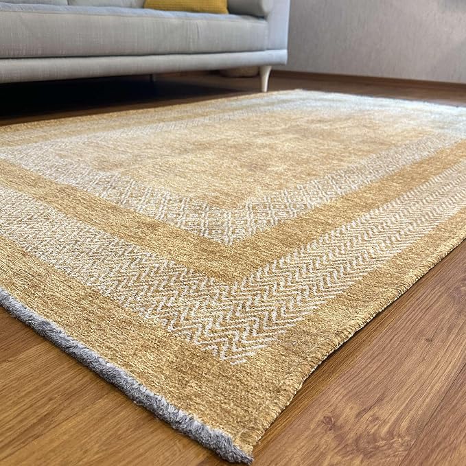 Alfa Rich 7x10 Amber Gold Washable Area Rugs - Image 2