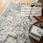 Large Farmhouse Area Rugs 9x12 for Living Room, Distressed Medallion Printed - Image 5