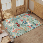 Green Area Rug 2x3 Entryway Floral Boho Door Mat Indoor Washable Kitchen Carpet by PureCozy