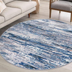 6' Round Rug Washable Rug for Entryway, Neutral Vintage Circle Rugs for Living by SiiloomRug
