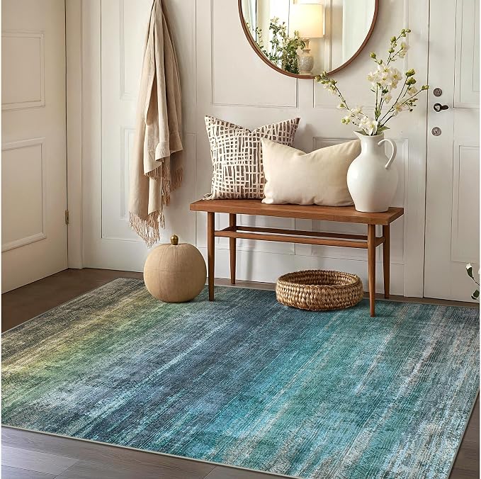 Kokia Abstract Area Rug Living Room 5x7 Colorful Washable Large Rug Bedroom - Image 4