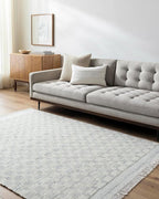 Mark&Day Wool Rugs, 2x3 Clinten Solid and Border Light Slate Checkered Rug by MARKDAY
