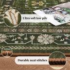 4x6 Area Rug for Bedroom Machine Washable, Non Slip Vintage Floral Kitchen Rugs - Image 7