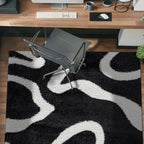 Rugshop Abstract Wavy Shag Area Rug Anthracite Dark Gray 4' x 6' Ideal - Image 7