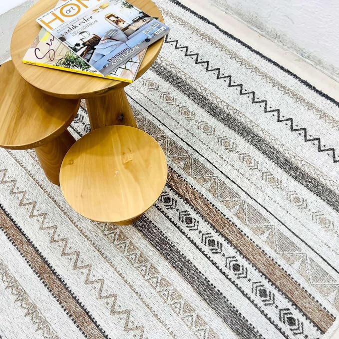 Alfa Rich 3x10 Beige Gray Washable Area Rugs - Image 4