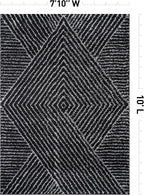 Rugshop Geometric Diamond Stripe Area Rug Anthracite Dark Gray 7' 10" x 10' - Image 2