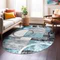 Rugshop Contemporary Abstract Circle Design Soft Oval Area Rug 5' x 7' Gray by Rugshop