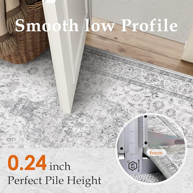 HUGEAR 2x3 Entryway Area Rug Vintage Grey Small Rug Machine Washable Door Mat - Image 4