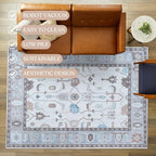 Fame Living Cream Grey Oushak Rug, Area Rugs - Image 3