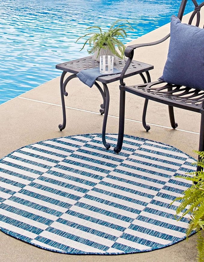 Unique Loom Outdoor Striped Collection Area Rug - Image 4