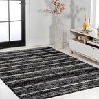JONATHAN Y Williamsburg Minimalist Stripe Black/Cream Indoor Area Rug, - Image 5