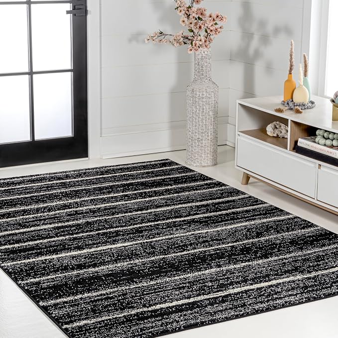 JONATHAN Y Williamsburg Minimalist Stripe Black/Cream Indoor Area Rug, - Image 5