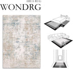 9x12 Area Rug Beige Blue Abstract Living Room Bedroom Washable Carpet Neutral - Image 2