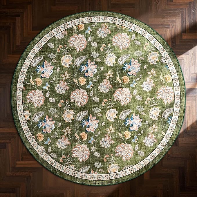 jinchan Elora 7ft Floral Round Rug - Image 8