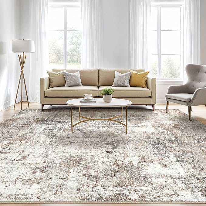 Area Rugs 9x12 Living Room: Washable Large Abstract Modern Soft Rugs Stain - Image 4