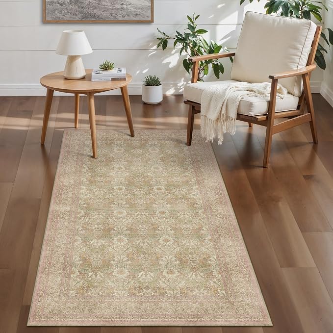 Bavni 4x6 Vintage Floral Rug, Washable Non Slip Area Rug - Image 8