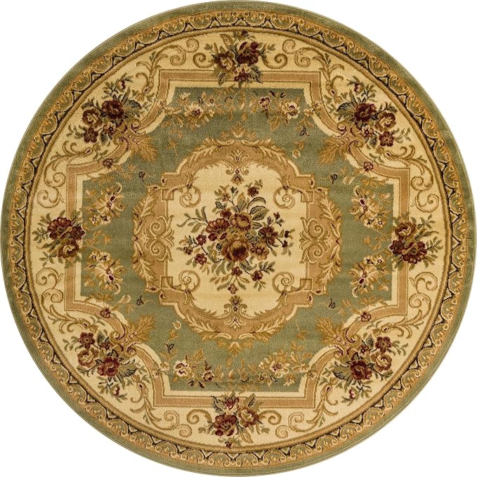 Rugs.com Chateau Collection Rug – 6 Ft Round Green Medium Rug Perfect - Image 3