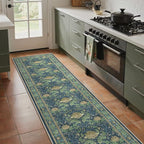 Bavni 2'6''x10 Runner Rug, Microfiber Washable Non-Slip Vintage Floral Rugs - Image 3