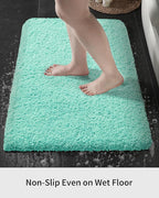 Bathroom Rug 20x32 Non Slip Fluffy Spa Blue Bath Mat - Image 3