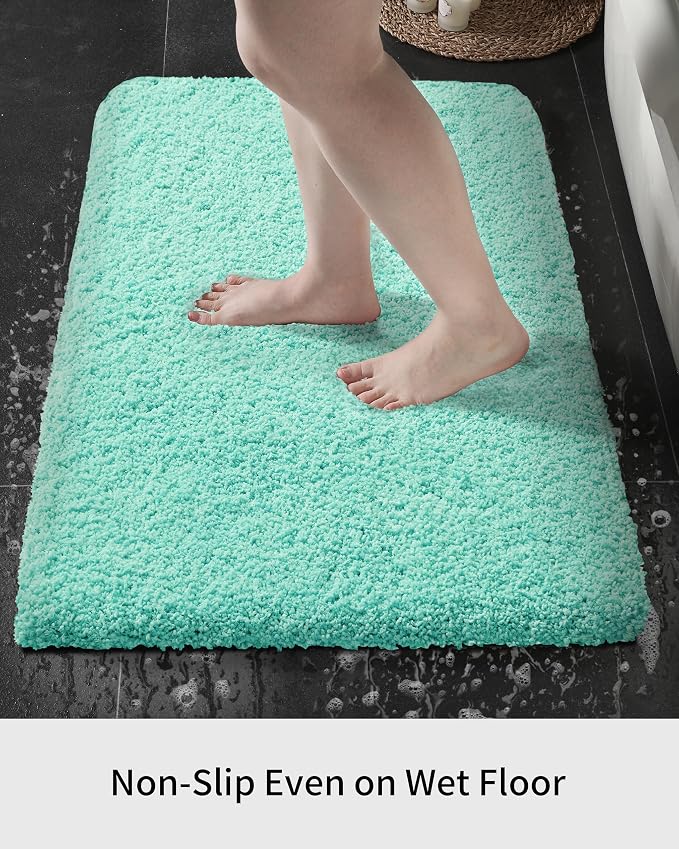 Bathroom Runner Rug 24x59 Spa Blue Non Slip Fluffy Long Bath Mat - Image 3