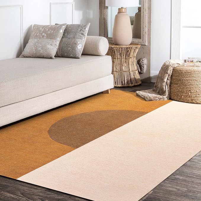 JONATHAN Y Machine Washable Indoor Area Rug 5X8 Brown/Cream/Terracotta - Image 2