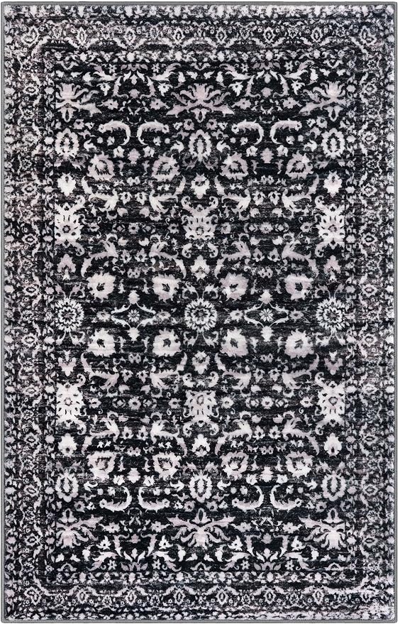 Vintage Floral 3x5 Rug, Thin Printed Faux Wool Low-Pile Kitchen Rugs Super Soft - Image 9