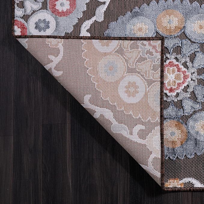 CAMILSON Indoor Outdoor Rug 6x9 Bohemian Medallion Floral Area Rugs - Image 9