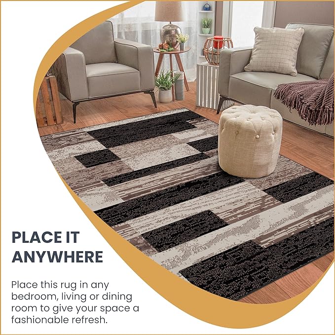 SUPERIOR Indoor Area Rug, Jute Backed, Modern Geometric Patchwork Floor Decor - Image 5
