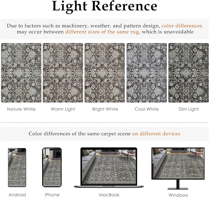 Black Runner Rug 2x12 Vintage Area Carpet Hallway Long Indoor Kitchen Washable - Image 2