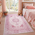Bright Pink Area Rug for Girls Bedroom, 3x5 Soft Washable Rugs by Macgace