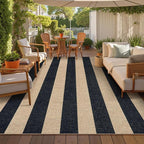 Lahome Striped Easy Jute Outdoor Rug, Washable Rugs 8x10 by Lahome