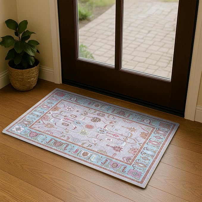 Fame Living Pink Oushak Rug, Modern Small Rugs, Door Mat, Doormat by FameLiving%7COushakRugs