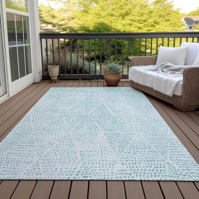 Addison Rugs Chantille ACN591 Aqua 5' x 7'6" Indoor Outdoor Area Rug, Easy Clean - Image 7