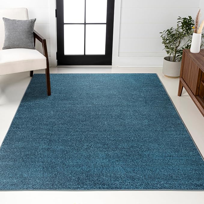 JONATHAN Y Haze Solid Low-Pile Turquoise Indoor Area Rug 8x10, Minimalist by JONATHANY