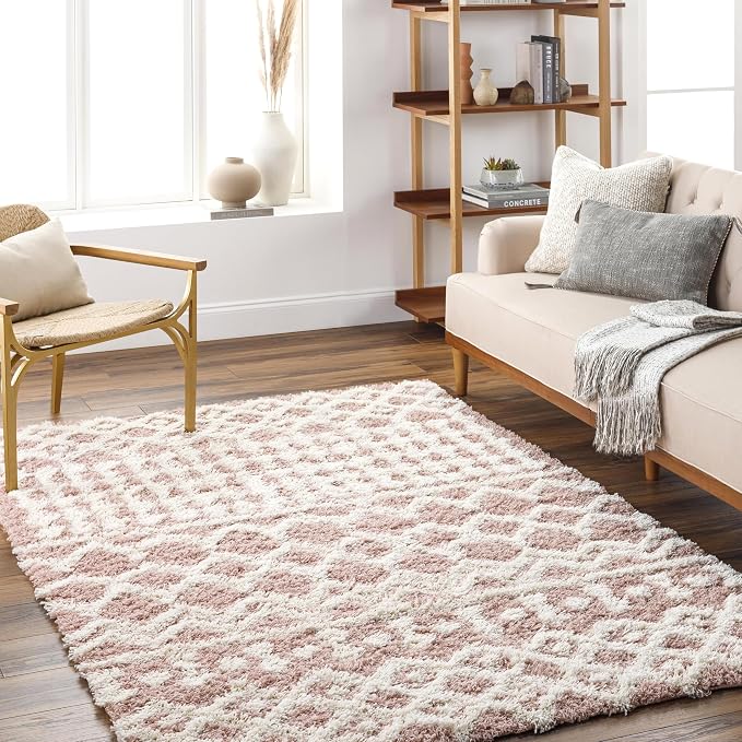 Livabliss Hapsburg Moroccan Shag Area Rug, Dusty Pink by Livabliss