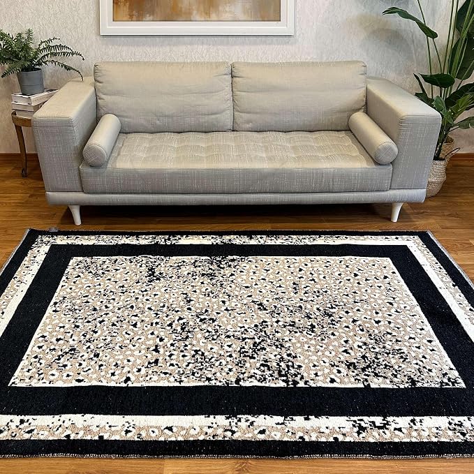 Alfa Rich 5x8 Leopard Beige Black Washable Area Rugs - Image 3