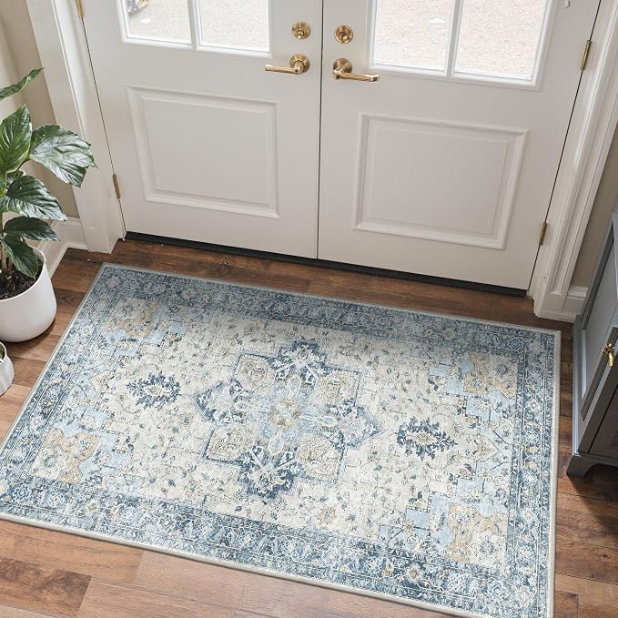 3x5 Area Rugs for Living Room, Machine Washable Rug, Non Slip Vintage Rugs - Image 4