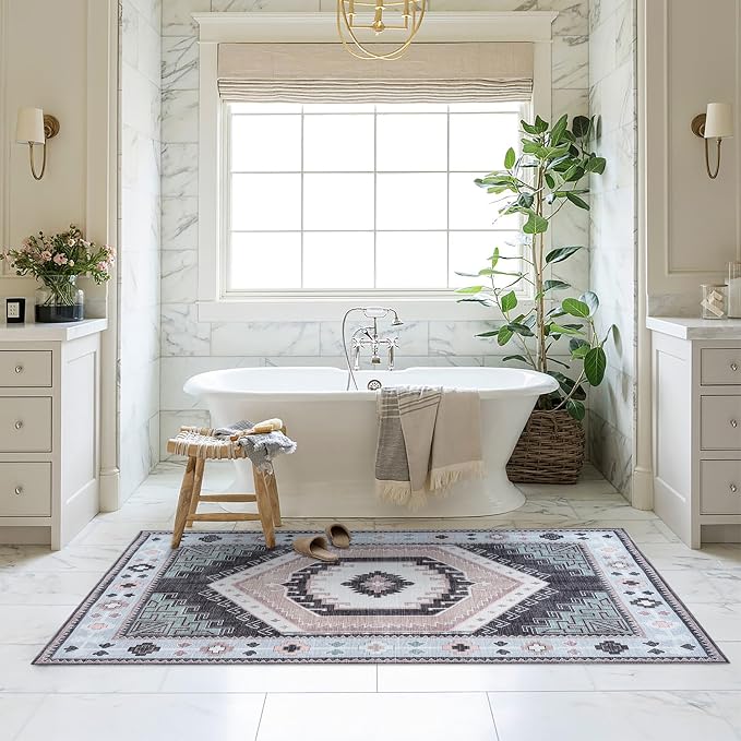 Washable Area Rug. Modern Farmhouse. Vintage. Turkish. Bohemian. Distressed. - Image 9