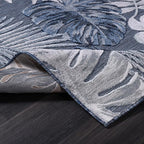 CAMILSON Indoor Outdoor Rug Navy Blue 5x7 Leaf Tropical Botanical Area Rugs - Image 5