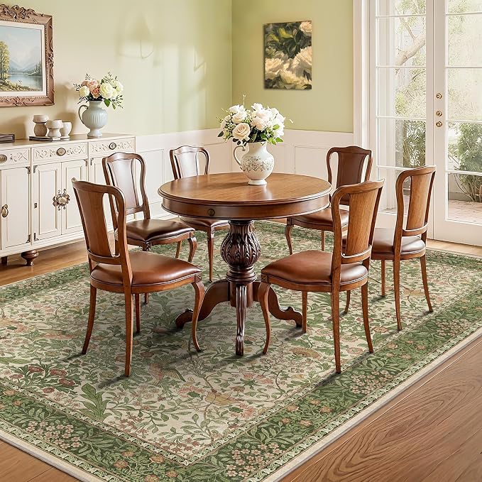 6x9 Floral Washable Area Rug for Living Room, Vintage Boho Rugs for Bedroom - Image 3