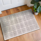 Rugshop Bohemian Stripe Lines Washable Non Slip Area Rug 2' x 3' Ivory by Rugshop